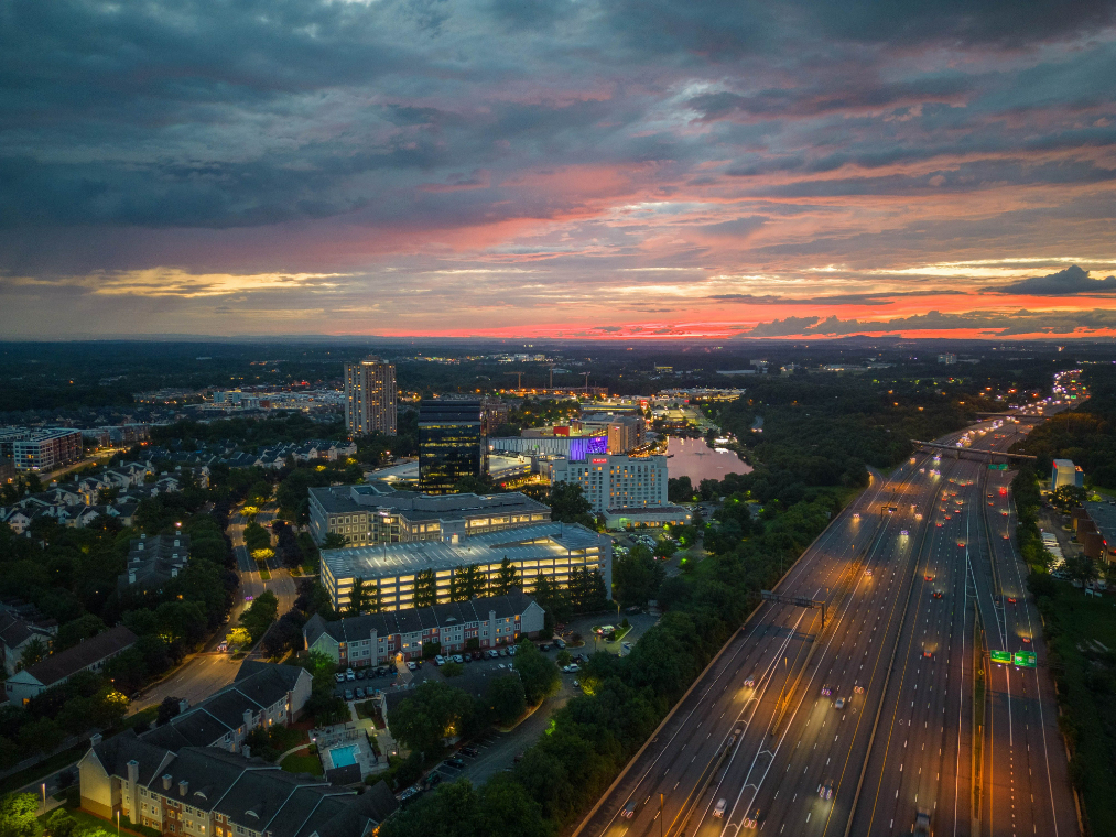 Aerial View Gaithersburg Cityscape